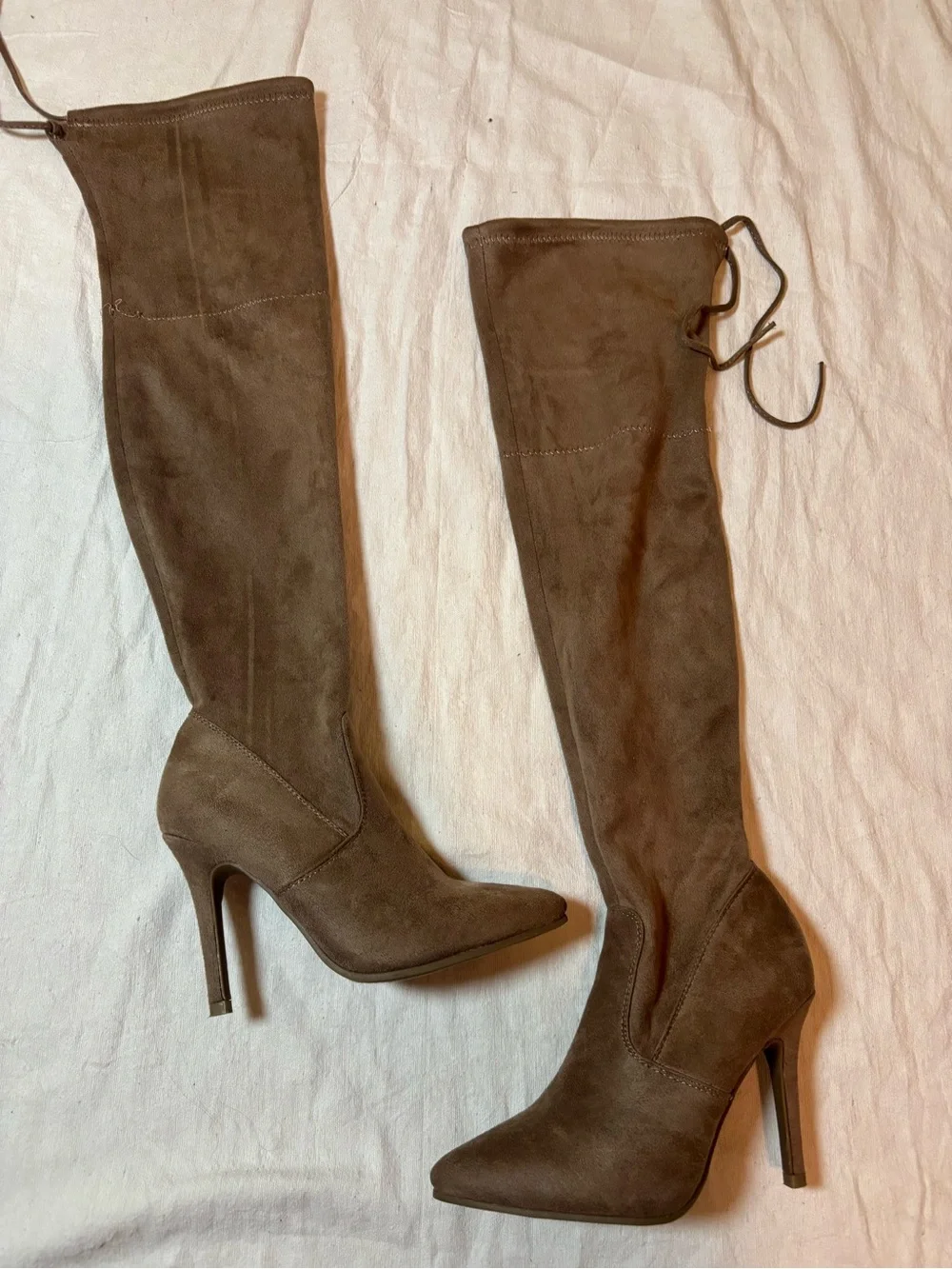 Over-the-Knee Brown Suede High Heel Boots